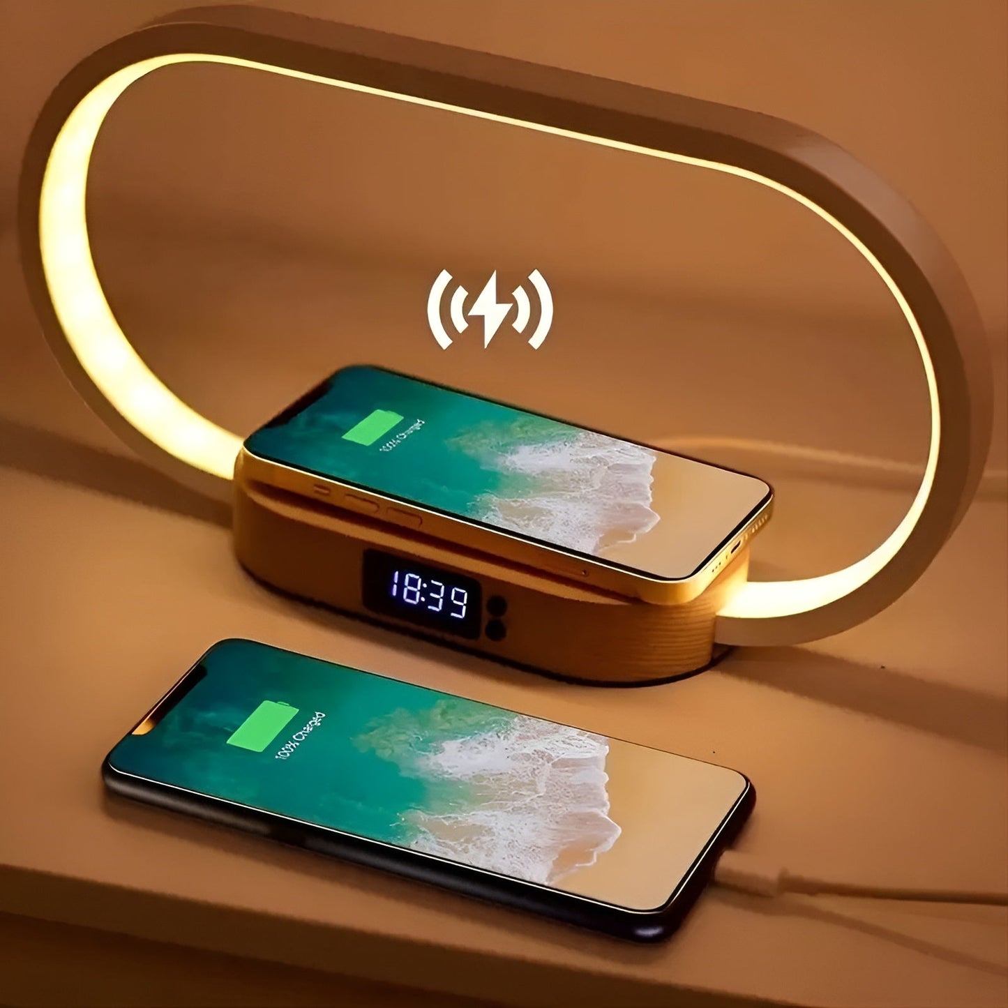 Modern LED Desk Lamp with USB Charger and Clock