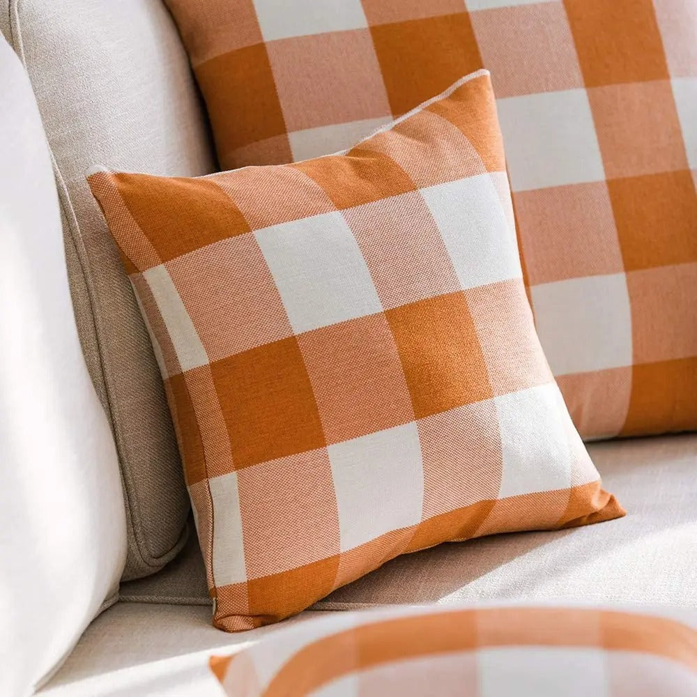Warm Plaid Cushion Cover in Rustic Country Style