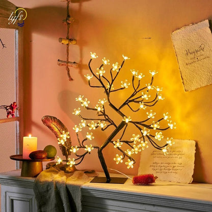 Beautiful Pink Floral LED Desk Lamp - Fesara