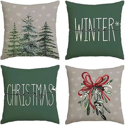 Holiday Cushion Cover - Green Christmas Tree 45x45 cm - Fesara