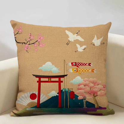 Traditional Japanese Inspired Fuji Cushion Cover