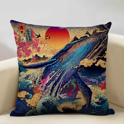Traditional Japanese Inspired Fuji Cushion Cover