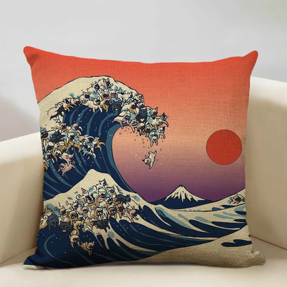 Traditional Japanese Inspired Fuji Cushion Cover