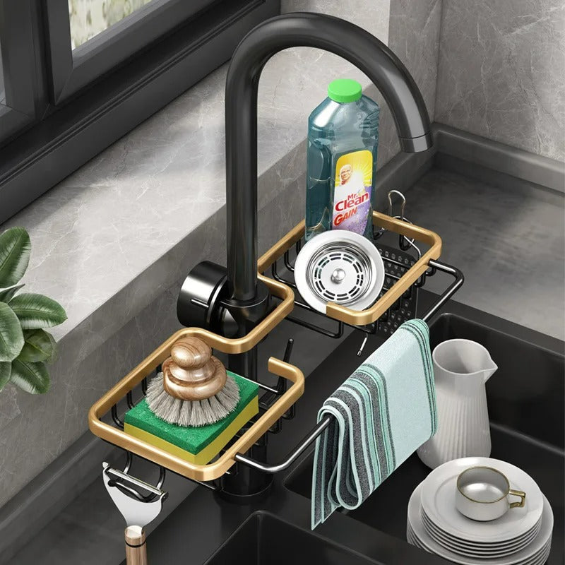 Compact Kitchen Sink Organizer with Tray
