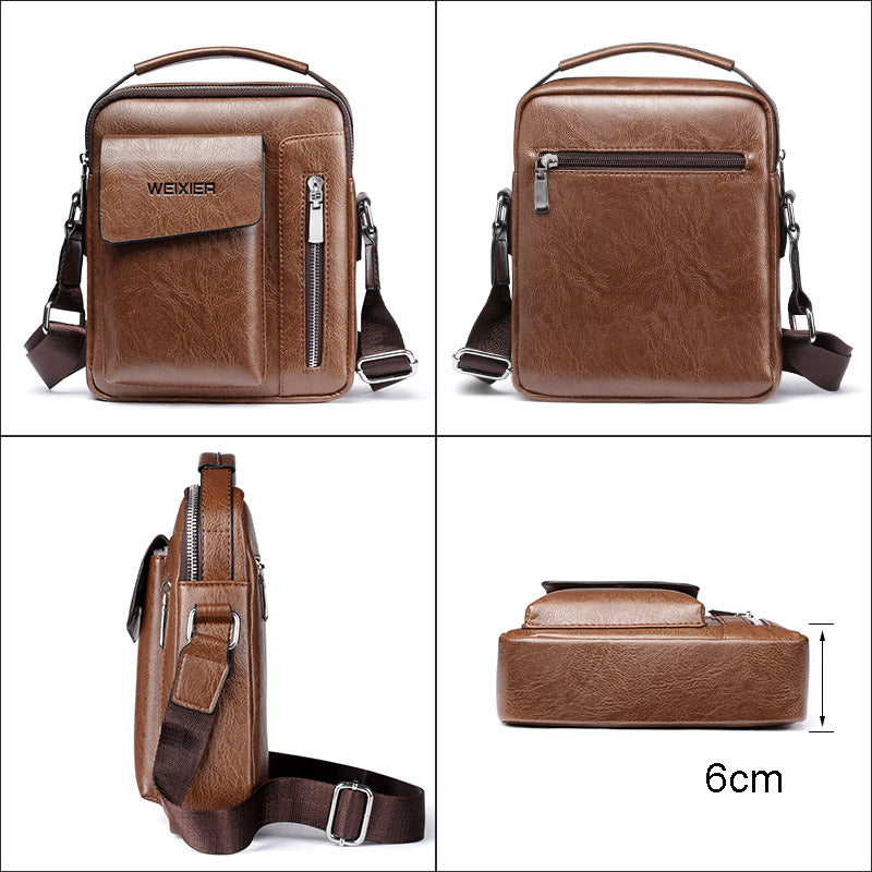 Stylish Men's Leather Crossbody Bag with Adjustable Strap