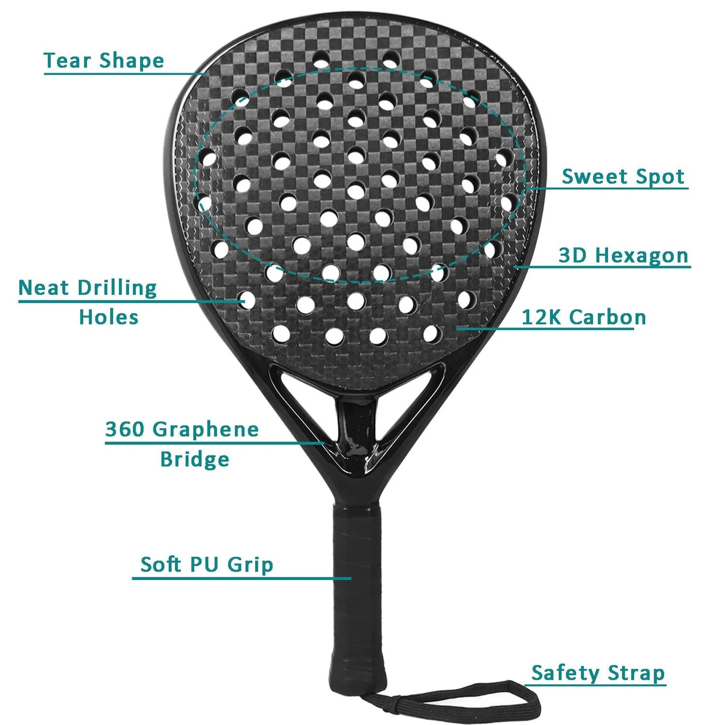 Lightweight Carbon Fiber Padel Racket for Pro Play