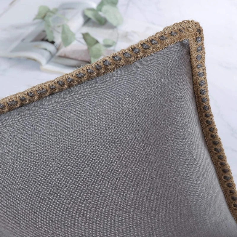Grey and Red Plush Pillow Cover Classic Home Decor