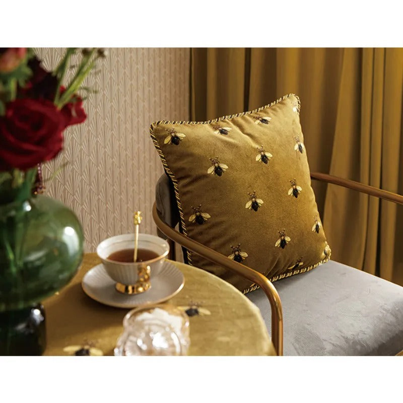 Premium Golden Pillowcase with Bee Pattern for Sophisticated Homes
