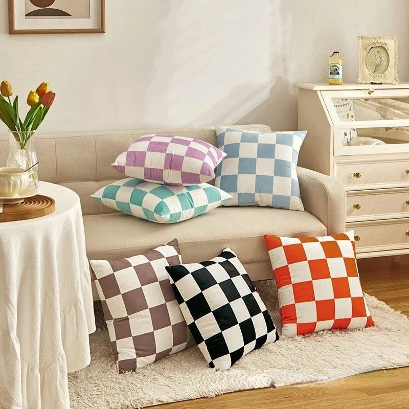 Modern Checkered Pillow – Chic Home Decor Accent - Fesara