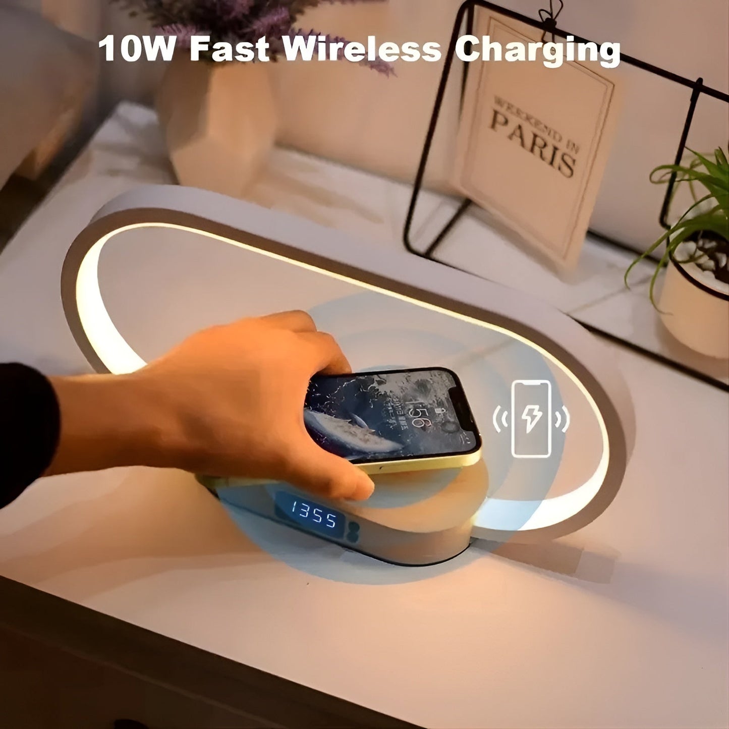Modern LED Desk Lamp with USB Charger and Clock