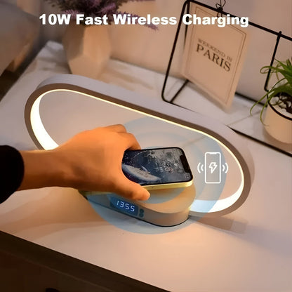 Modern LED Desk Lamp with USB Charger and Clock