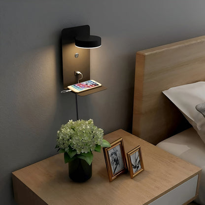 Sleek LED Wall Light with USB Charger - Black White Style
