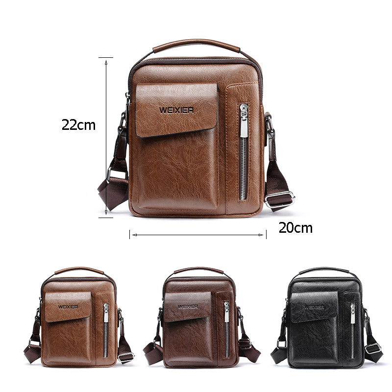 Stylish Mens Crossbody Bag - Faux Leather Satchel