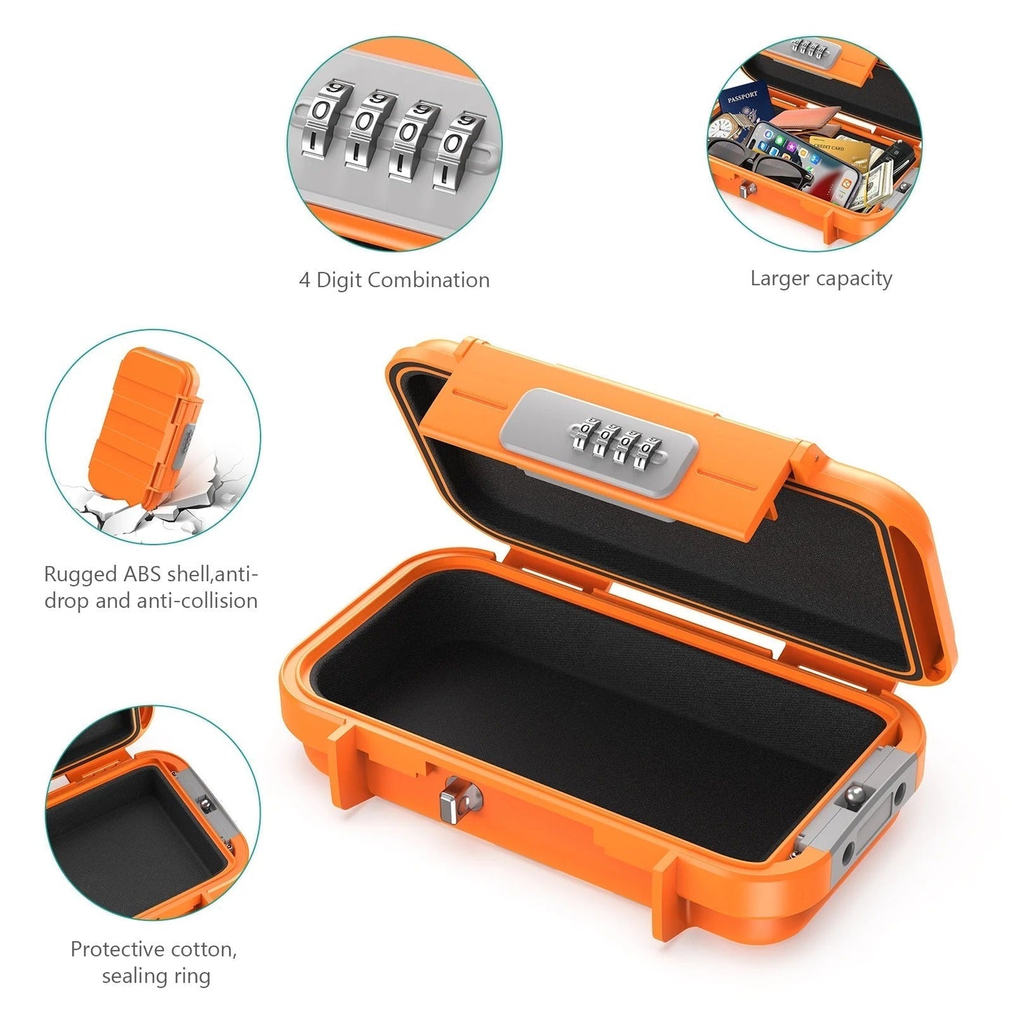 Portable Travel Safety Box with Lock and Cable