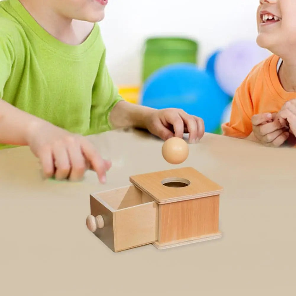 Natural Wood Toy Box with Balls for Kids - Fesara