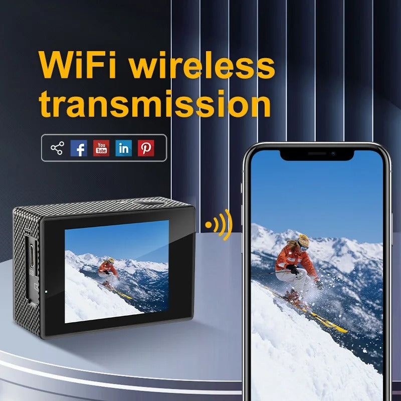 4K Action Camera Wifi Waterproof for Vlogging Sports