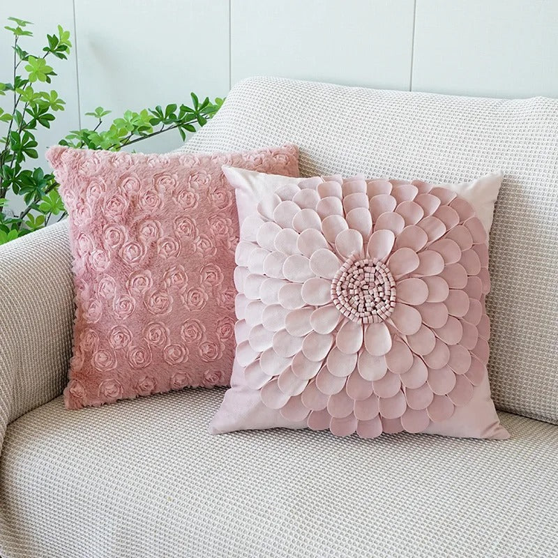 Soft Pink Bunny Throw Pillow Cover