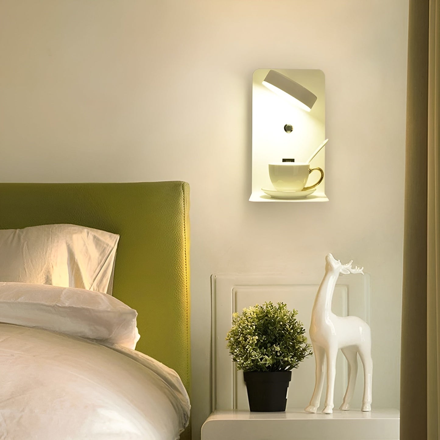 Sleek LED Wall Light with USB Charger - Black White Style