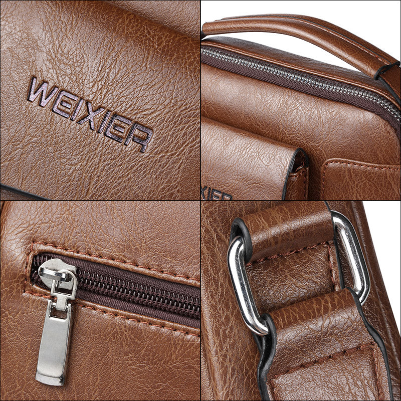 Stylish Mens Crossbody Bag - Faux Leather Satchel