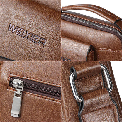 Stylish Men's Leather Crossbody Bag with Adjustable Strap