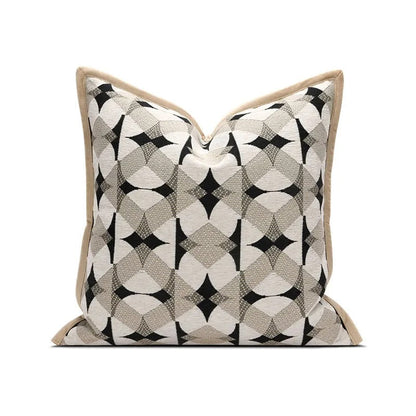 Stylish Geometric Sofa Pillow Cover in Black and Beige