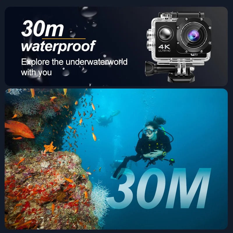 4K Action Camera Wifi Waterproof for Vlogging Sports
