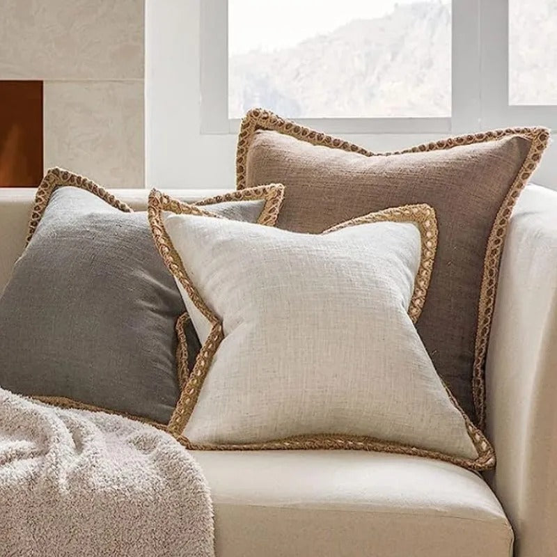 Grey and Red Plush Pillow Cover Classic Home Decor - Fesara