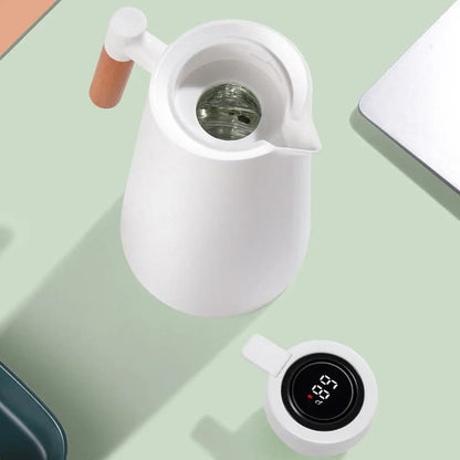 Thermal Insulated Jug with Wood Grip & Temperature Display