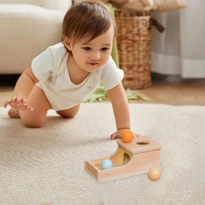 Natural Wood Toy Box with Balls for Kids