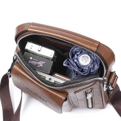 Stylish Men's Leather Crossbody Bag with Adjustable Strap