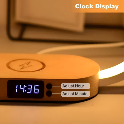 Modern LED Desk Lamp with USB Charger and Clock