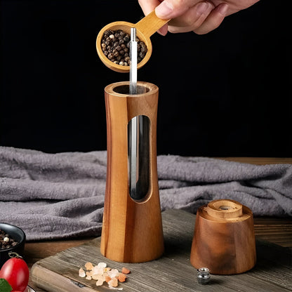 Classic Wooden Salt Pepper Grinder Set with Adjustable Coarseness