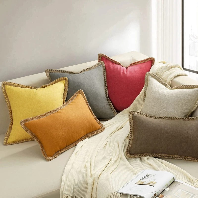Grey and Red Plush Pillow Cover Classic Home Decor