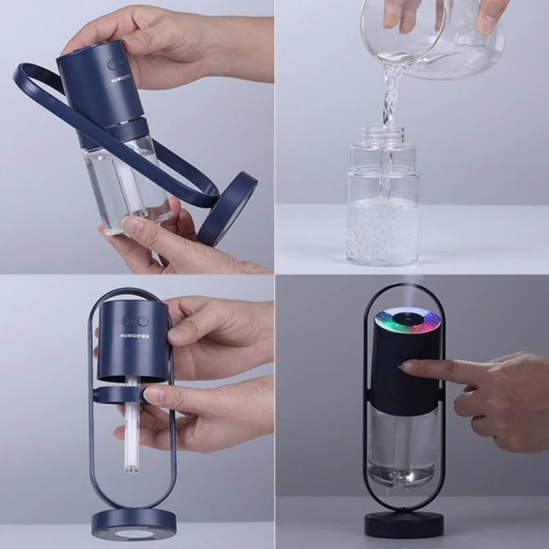 Circular LED Bedside Lamp with USB Charger