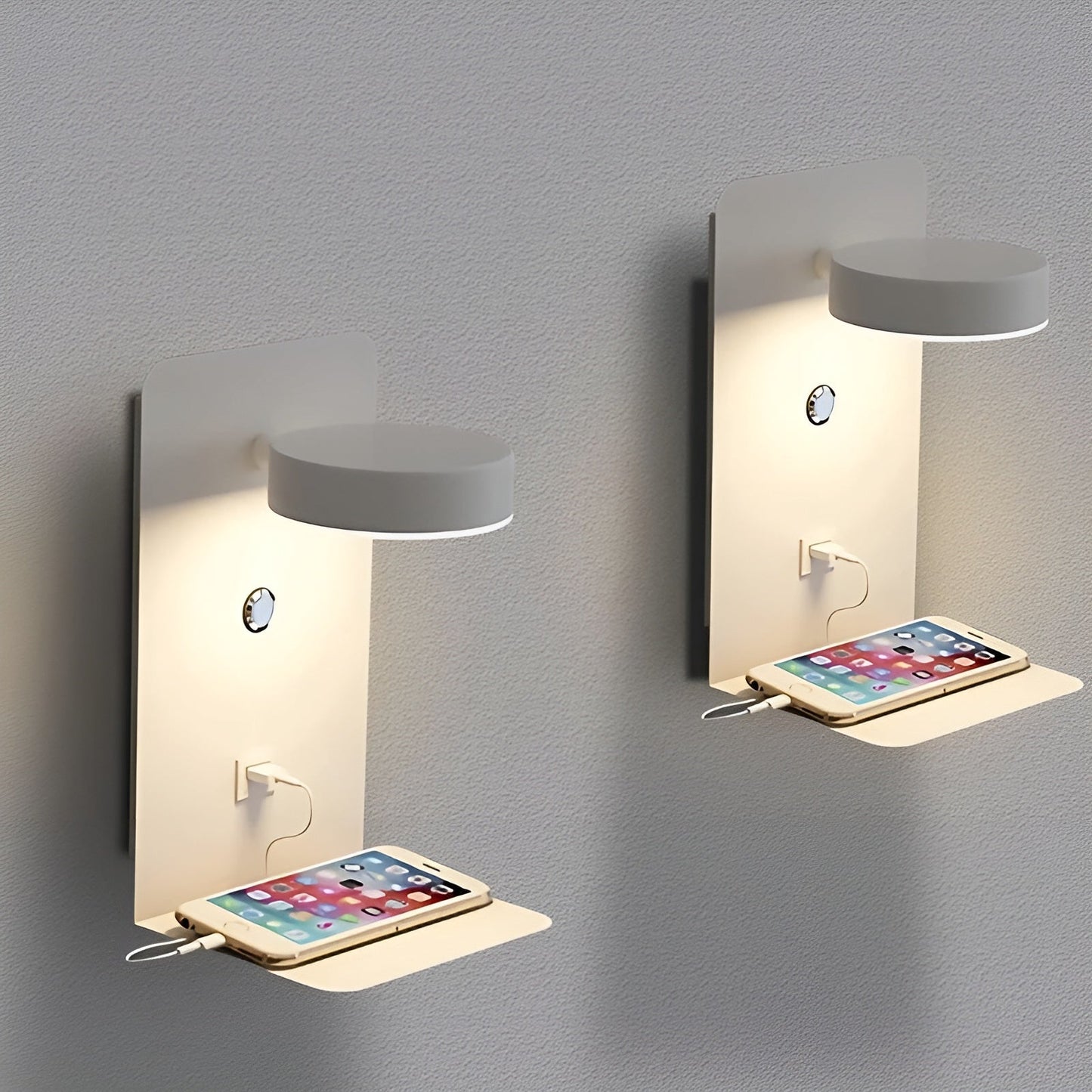 Sleek LED Wall Light with USB Charger - Black White Style - Fesara