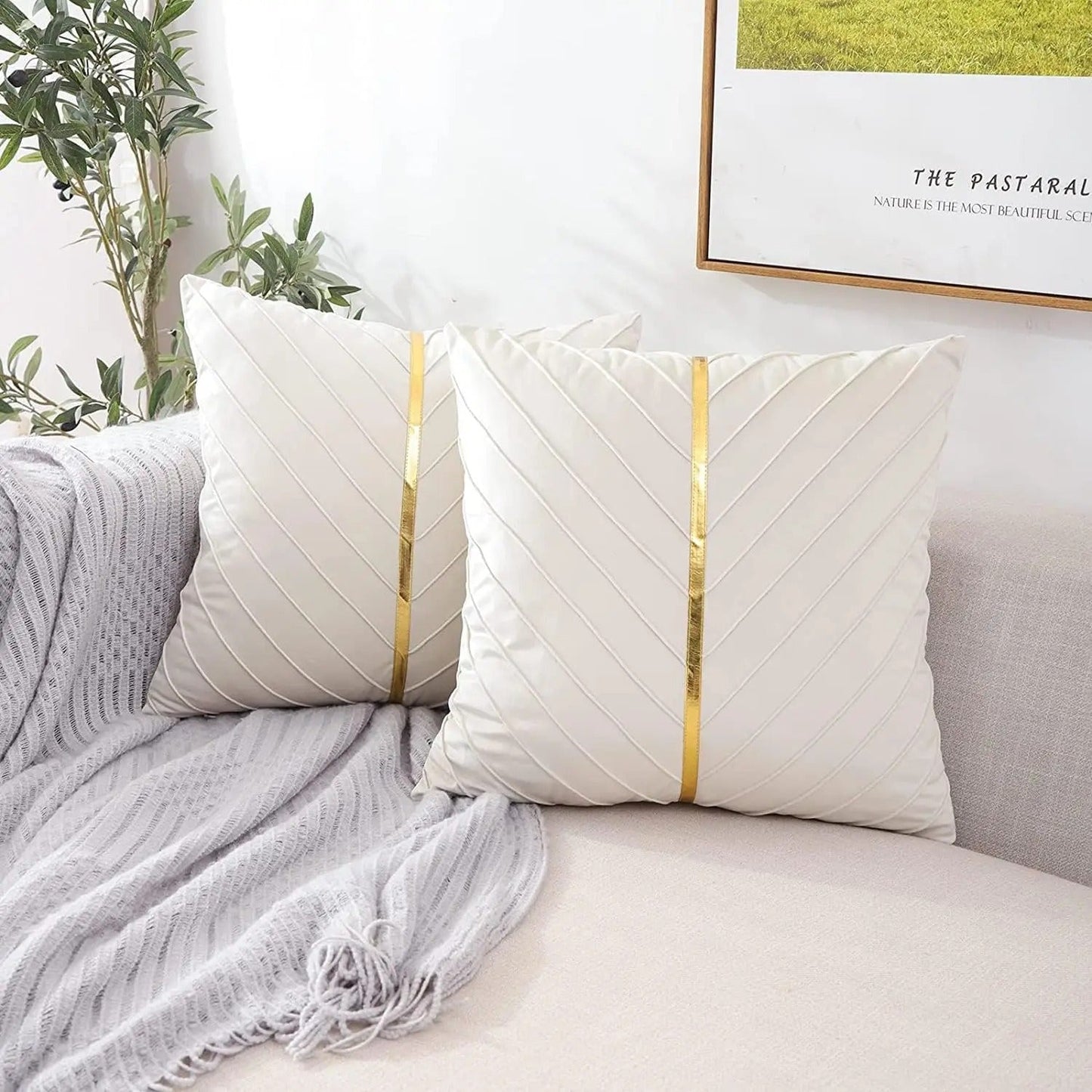 Elegant Black Velvet Pillow Cover with Gold Accents