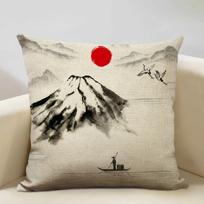 Traditional Japanese Inspired Fuji Cushion Cover