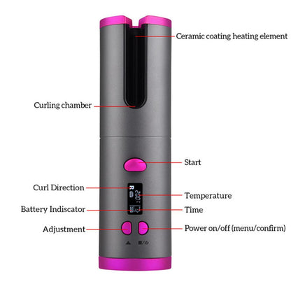 Cordless Auto Hair Curler - Tourmaline Ceramic Barrel for Effortless Curls-6