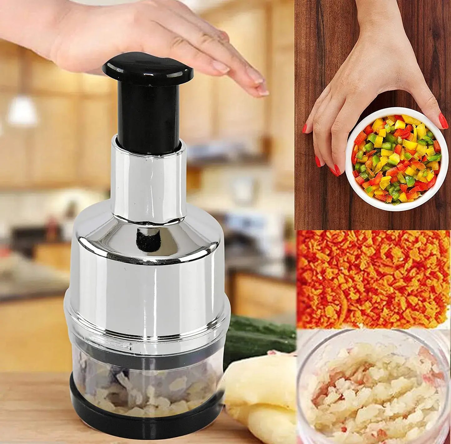 Easy Use Stainless Steel Veg Chopper for Home Cooking