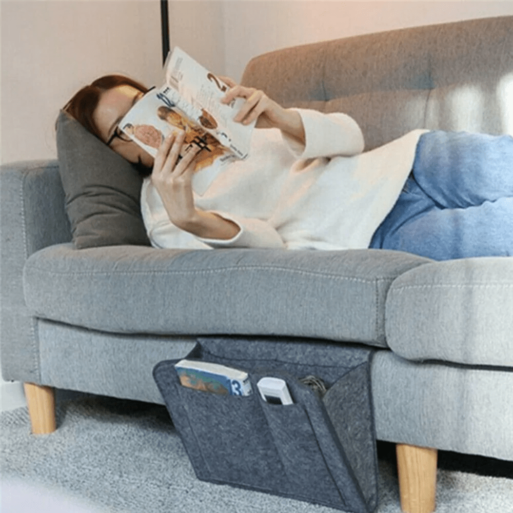 Compact Bedside Storage Basket - Sturdy Felt Organizer