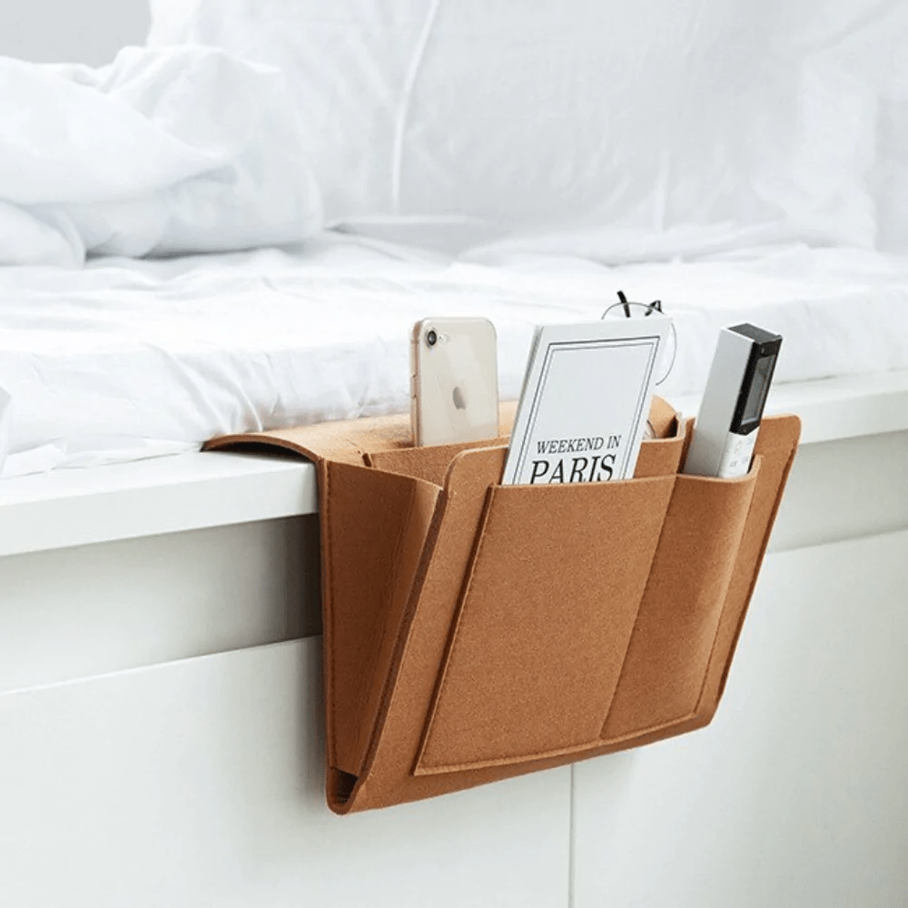 Compact Bedside Storage Basket - Sturdy Felt Organizer