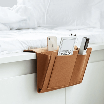Compact Bedside Storage Basket - Sturdy Felt Organizer