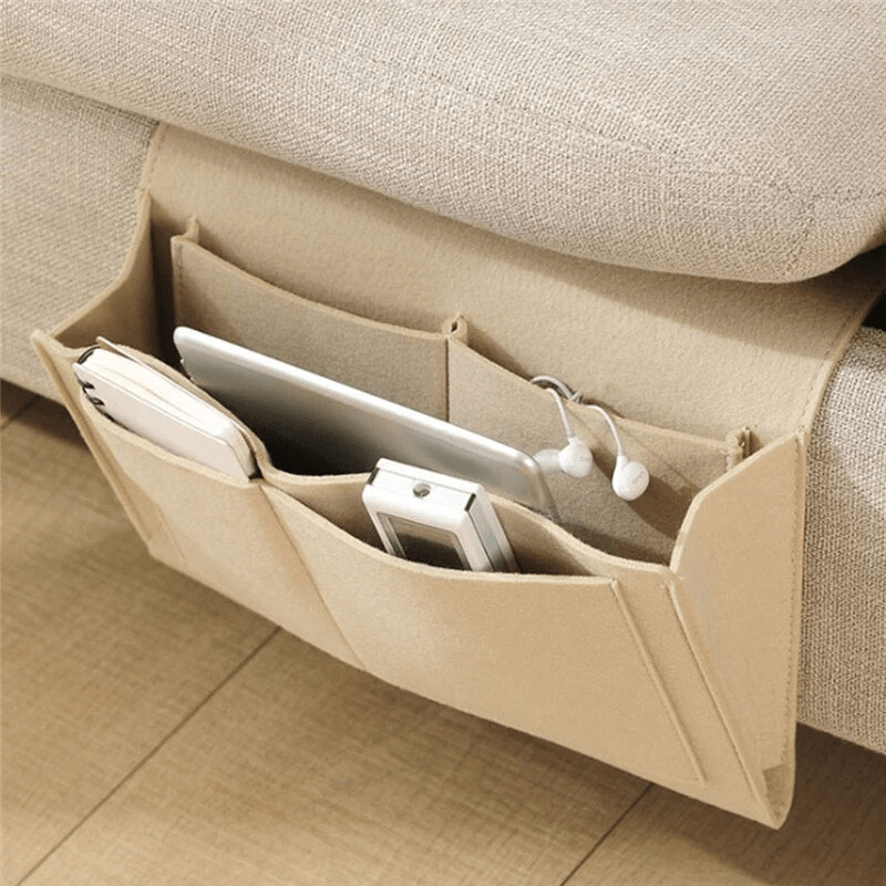 Compact Bedside Storage Basket - Sturdy Felt Organizer