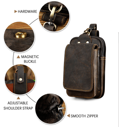 Premium Leather Men's Belt Bag