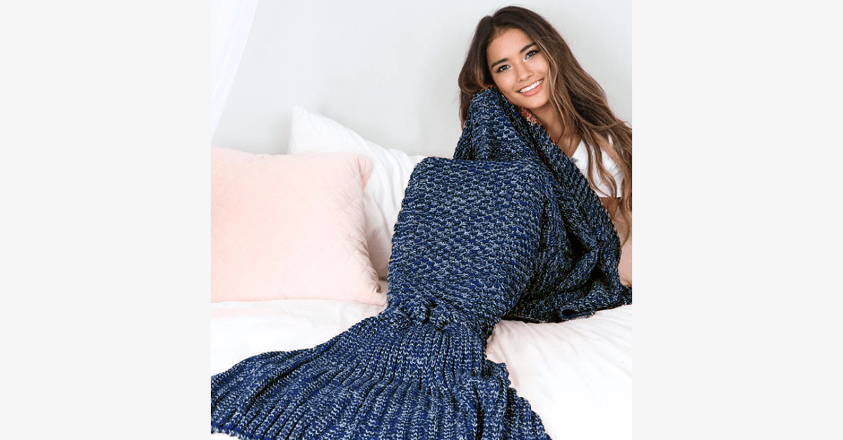 Soft Plush Knitted Mermaid Blanket