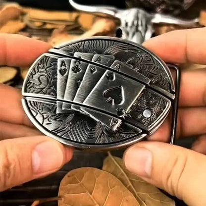 Western Style Silver Cowboy Belt Buckle