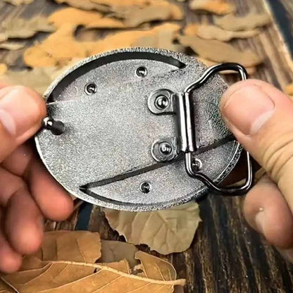 Western Style Silver Cowboy Belt Buckle