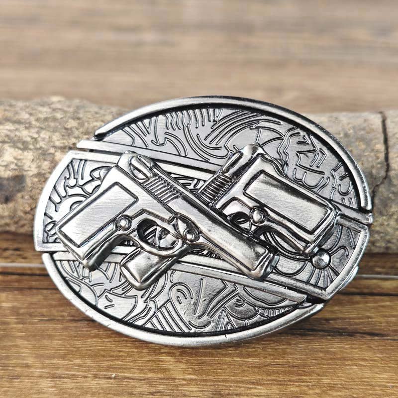 Western Style Silver Cowboy Belt Buckle
