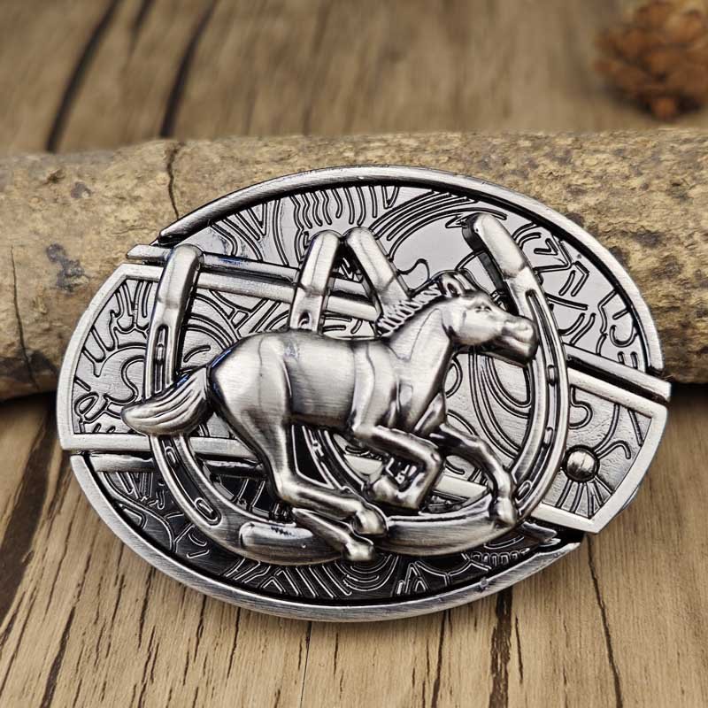 Western Style Silver Cowboy Belt Buckle