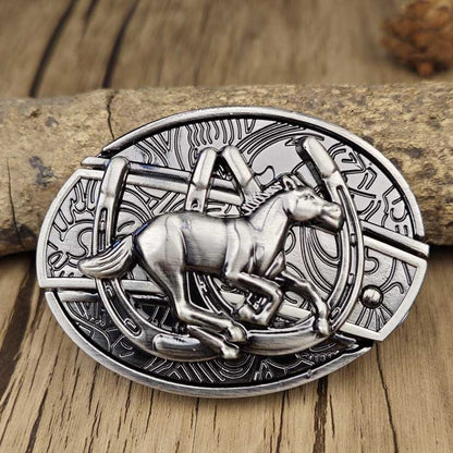 Western Style Silver Cowboy Belt Buckle